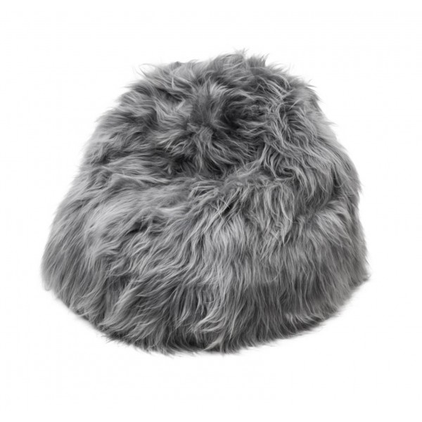Pouf en Peau de mouton islandais gris Pouf en Peau de mouton islandais gris