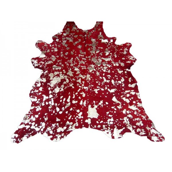 Peau de vache dévorée argentée rouge Peau de vache dévorée argentée rouge